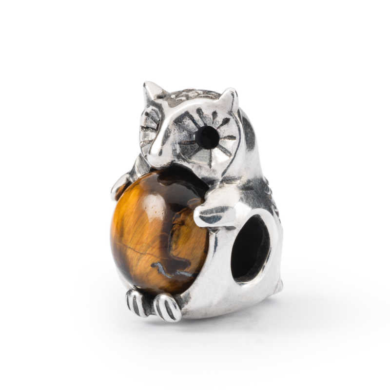 Trollbeads Owl of Protection Silver Bead with Tiger Eye Beads Trollbeads 