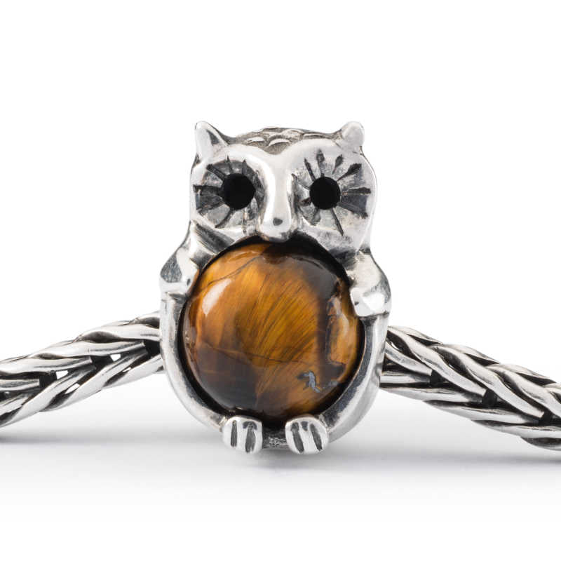 Trollbeads Owl of Protection Silver Bead with Tiger Eye Beads Trollbeads 