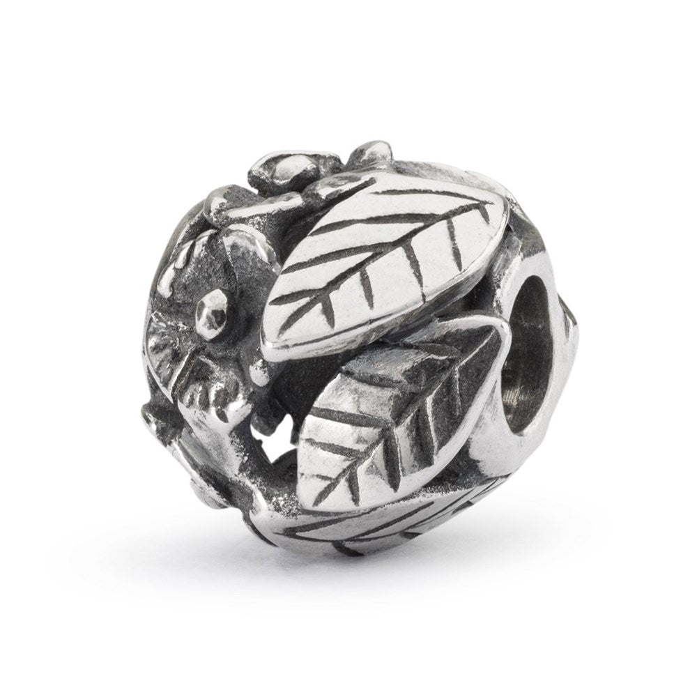 Trollbeads silver bead with flowers and leaves Carathea