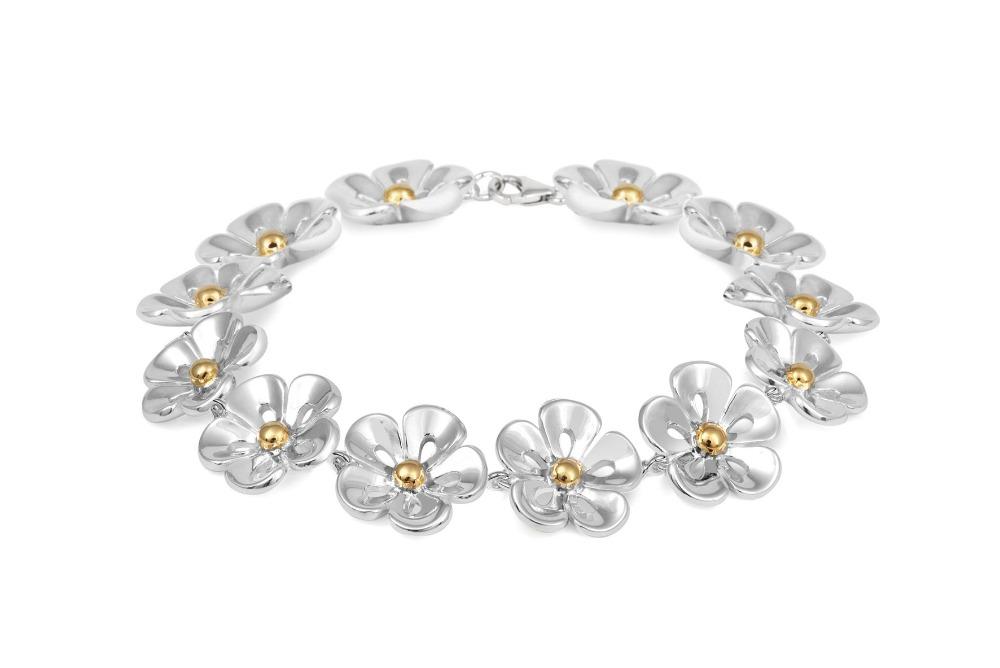 Silver and Gold Flower Bracelet Bracelets & Bangles Robert Adams 