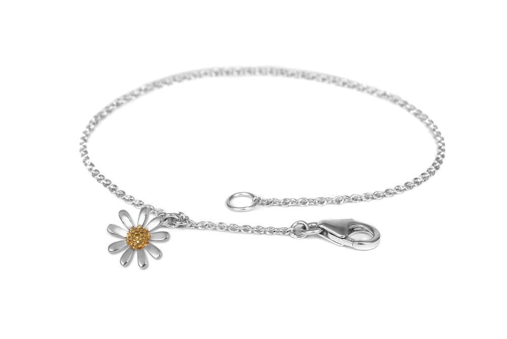 Silver and Gold Single Daisy Bracelet Bracelets & Bangles Carathea 