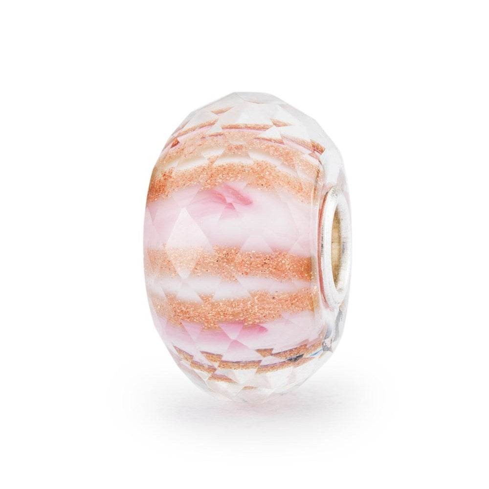 Faceted glass trollbeads in white with pink and gold Jewellery Trollbeads Carathea