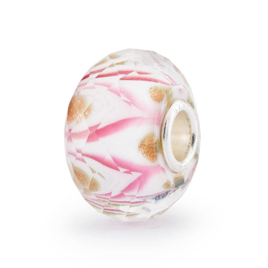 Faceted glass trollbeads in white with pink and gold Jewellery Trollbeads Carathea