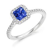 18ct White Gold Tanzanite and Diamond Cluster Ring Jewellery Carathea 