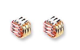 Three Coloured Gold Knot Stud Earrings Jewellery Hanron