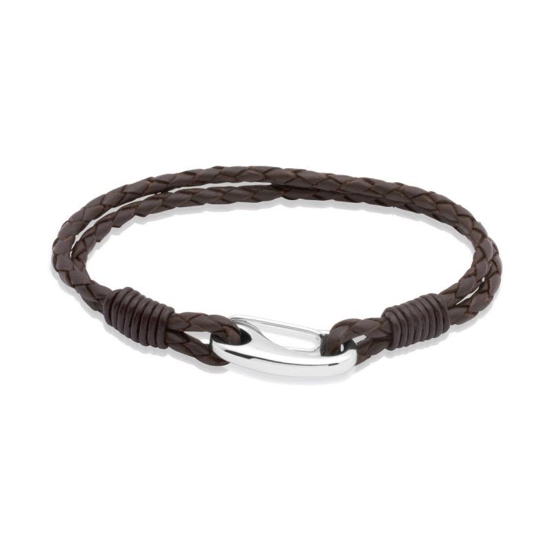 Men's Brown Double Strand Leather Bracelet Jewellery Unique 19 cm 