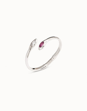 Silver plated open bangle with pink and white crystal Jewellery Bracelets Carathea