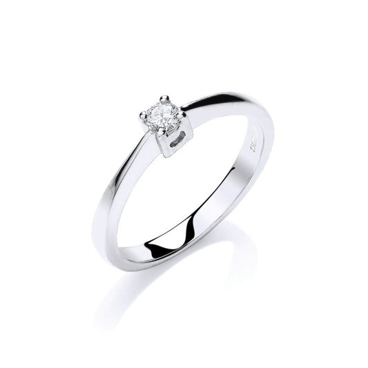 White Gold 0.10ct Diamond Solitaire Ring Hanron J 