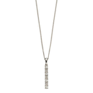 White Gold Diamond Baguette Bar Pendant Necklaces & Pendants Carathea 