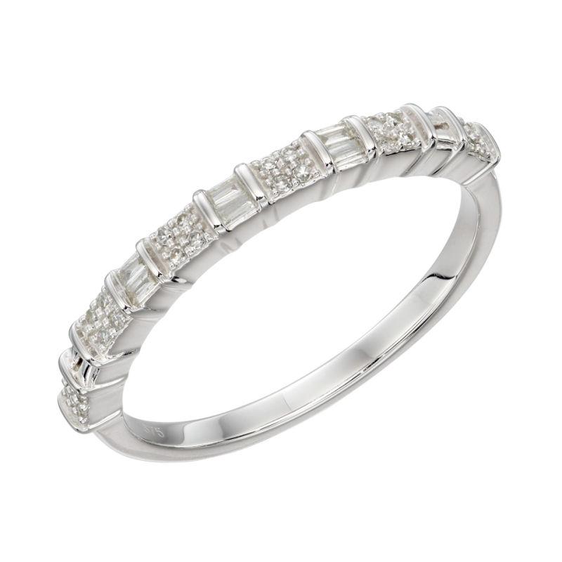 White Gold Diamond Baguette Ring Jewellery Gecko L (50)