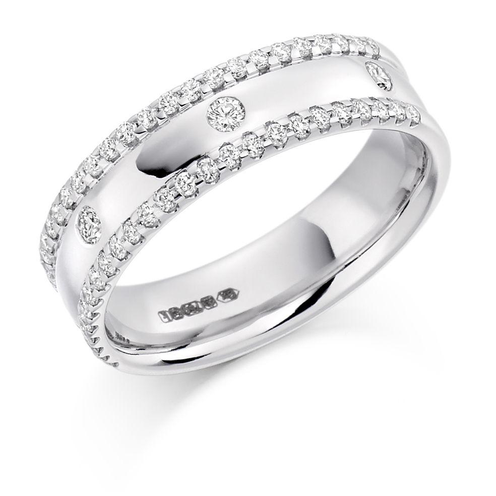 White Gold and Diamond Half Eternity or Wedding Ring Rings Carathea J