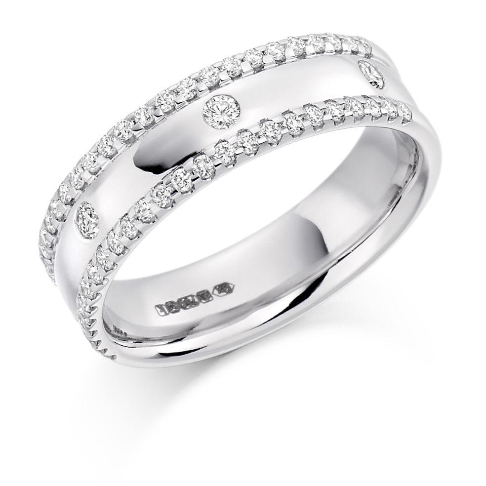 White Gold and Diamond Half Eternity or Wedding Ring Rings Carathea J 