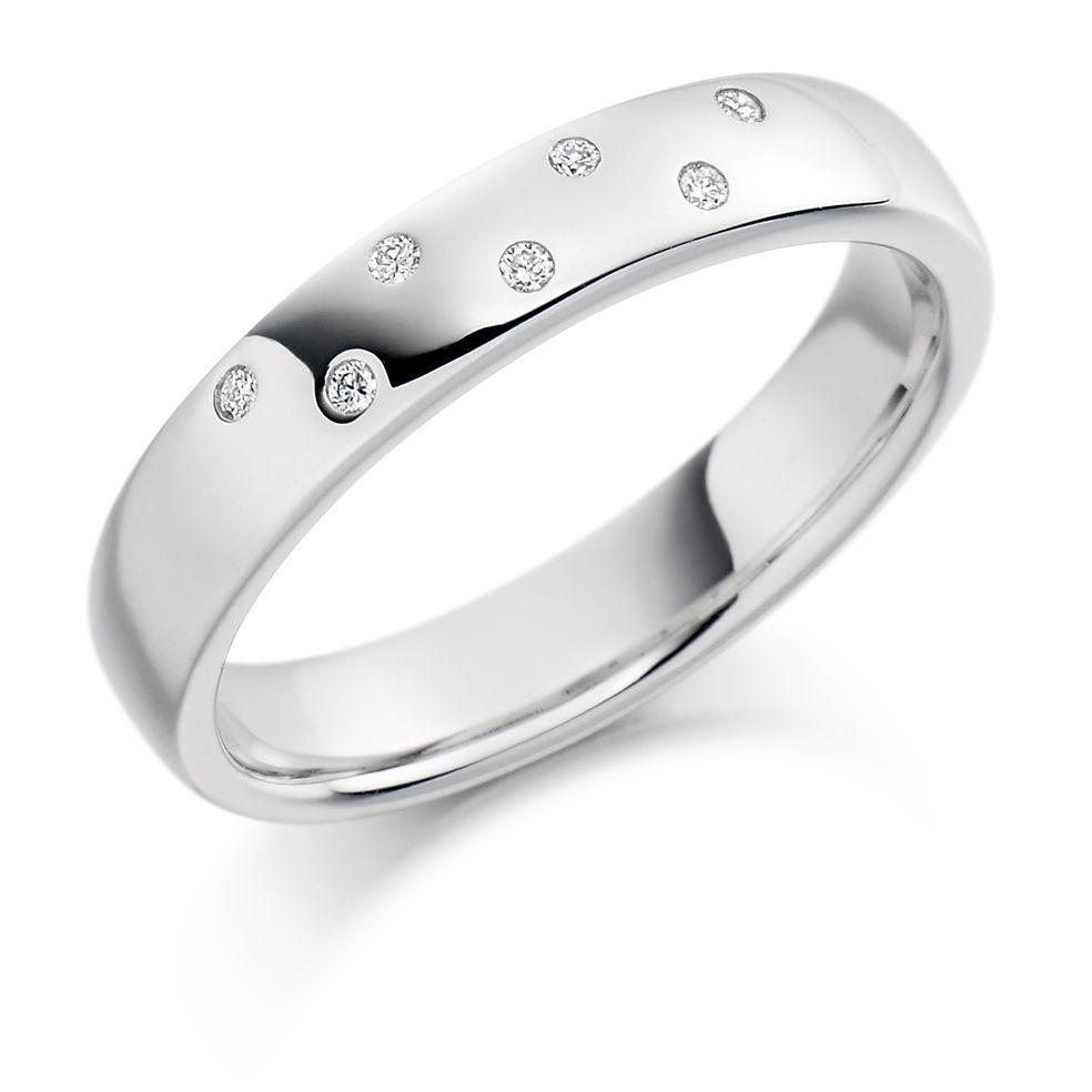 White Gold Diamond Wedding Band Rings Gemex