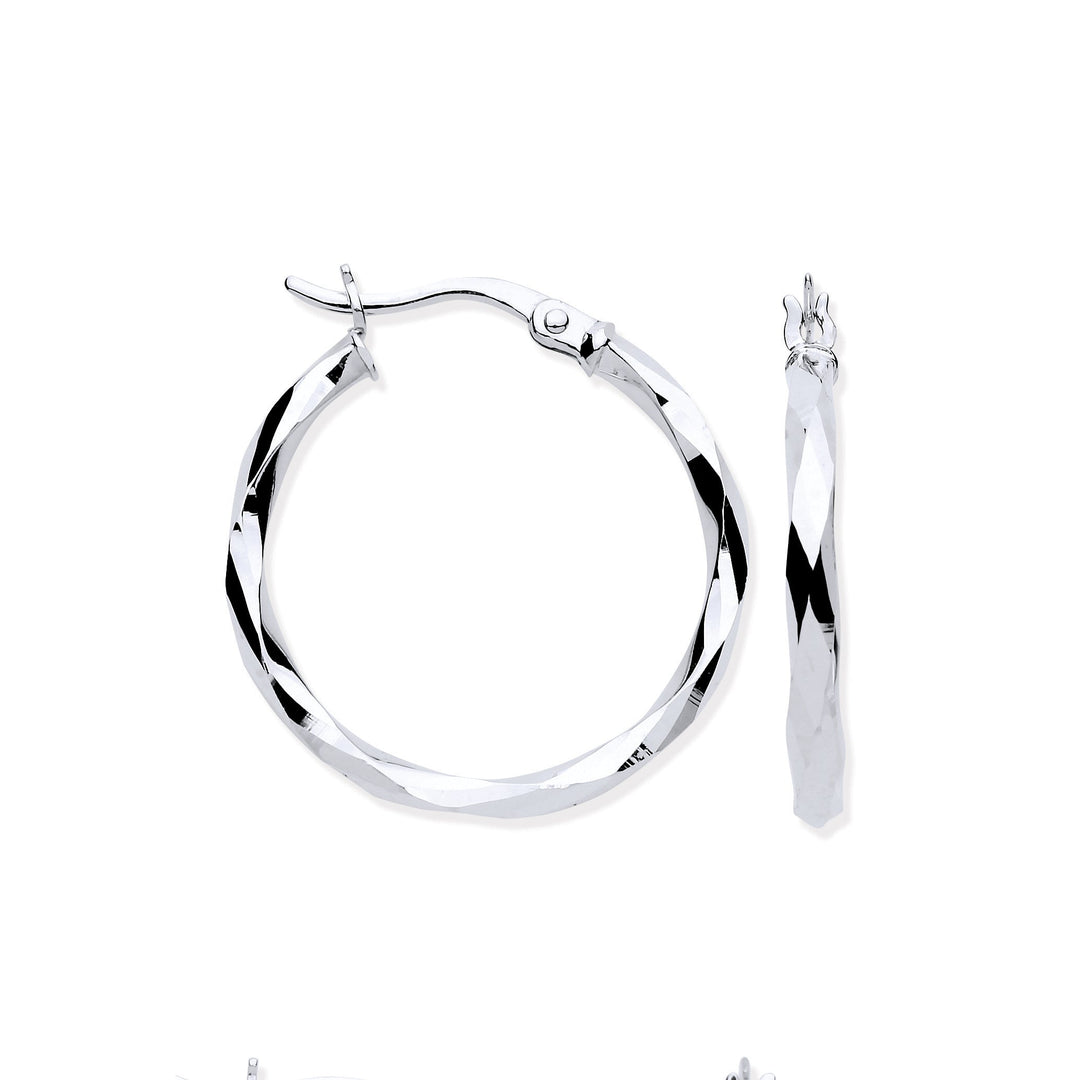 White Gold Twist Hoop Earrings Earrings Hanron