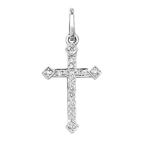 18ct White Gold Diamond Encrusted Cross Pendant Necklaces & Pendants Treasure House Limited 
