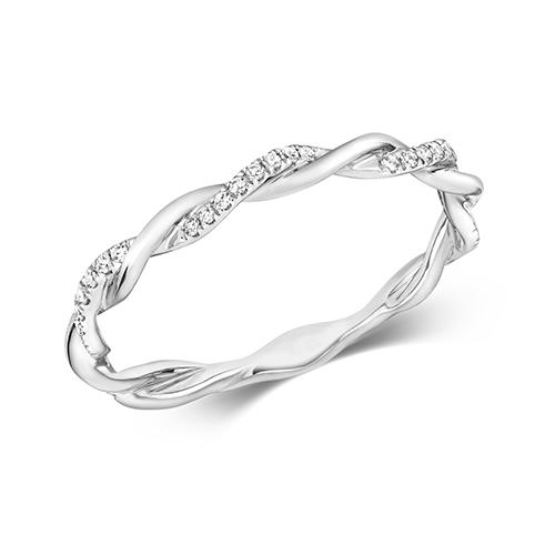 White Gold and Diamond Twist Ring Rings Treasure House Limited J