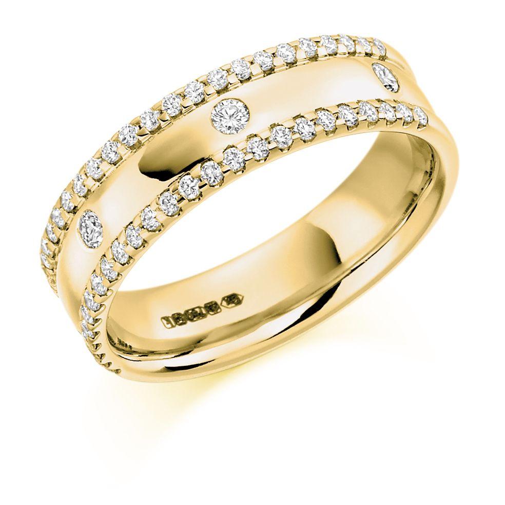Yellow Gold and Diamond Half Eternity or Wedding Ring Rings Carathea J