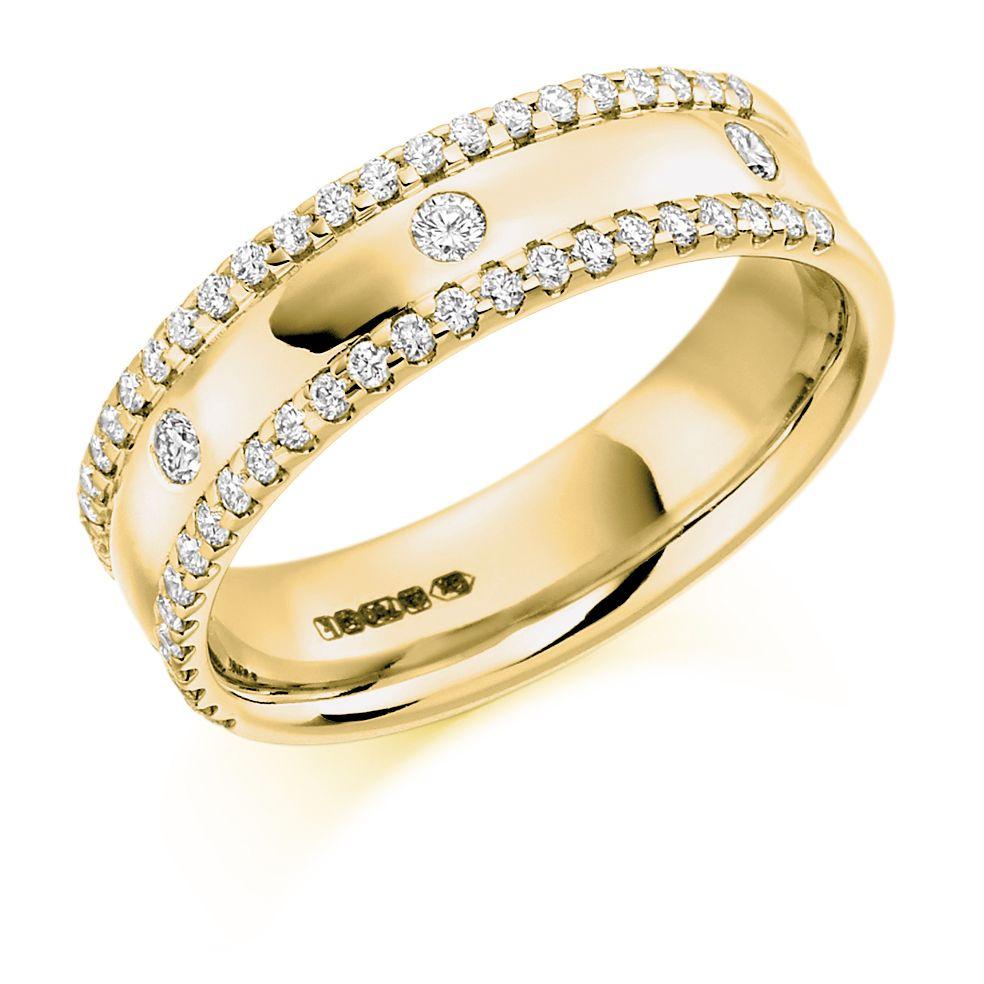 Yellow Gold and Diamond Half Eternity or Wedding Ring Rings Carathea J 