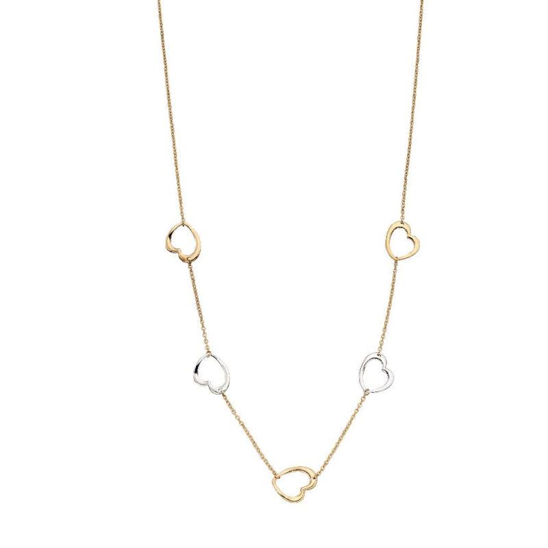 Yellow and White Gold Hearts Necklace Jewellery Gecko