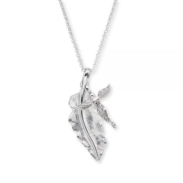 Angel Whisperer Feather Angel Necklace Silver
