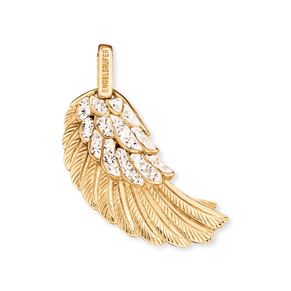 gold plated silver and cz angel wing pendant