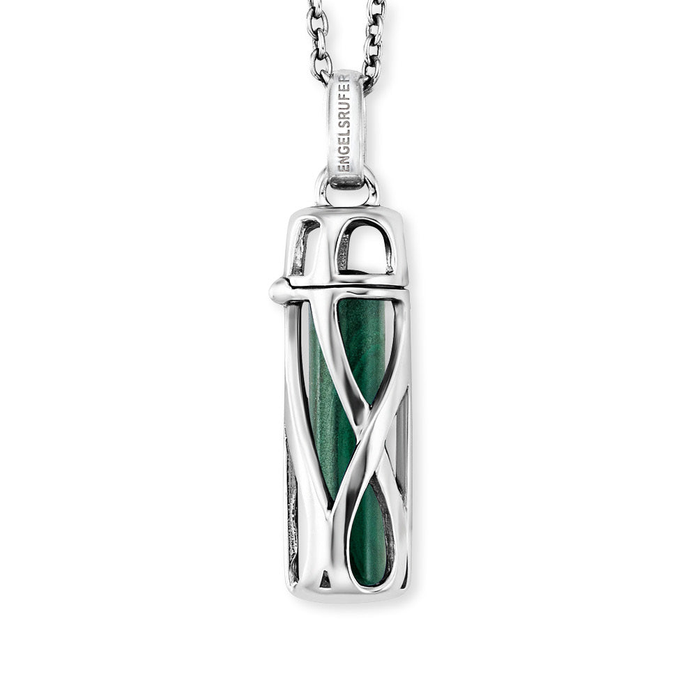 Angel Whisperer Powerful Stone Silver Necklace with Malachite Small