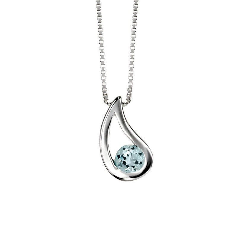 Blue Topaz Teardrop Pendant Necklaces & Pendants Gecko