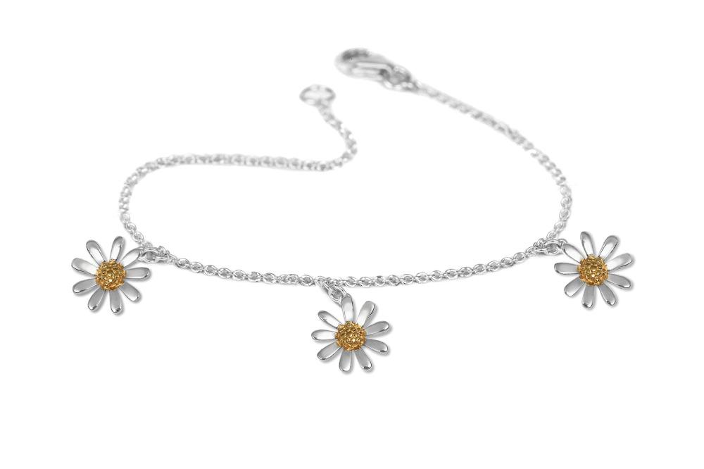 Silver and Gold Daisy Bracelet Carathea
