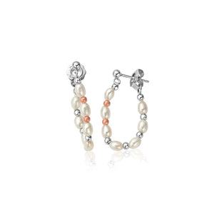 Clogau Welsh gold, silver and seed pearl drop earrings Carathea