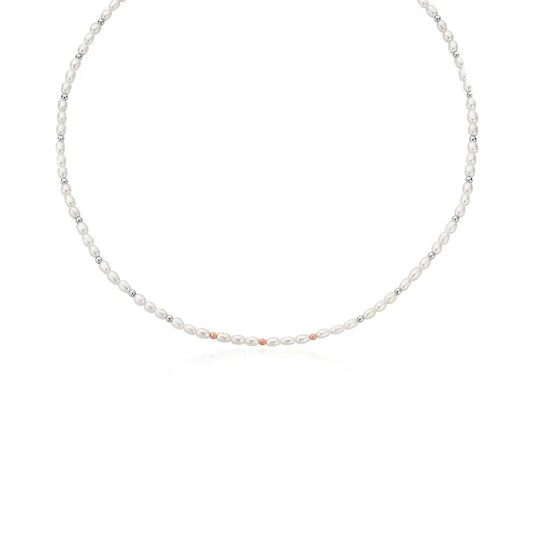 Clogau silver and rose gold Beachcomber necklace with seed pearls Carathea