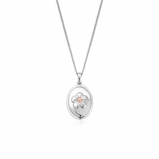 Clogau silver & rose gold forget me not pendant Carathea