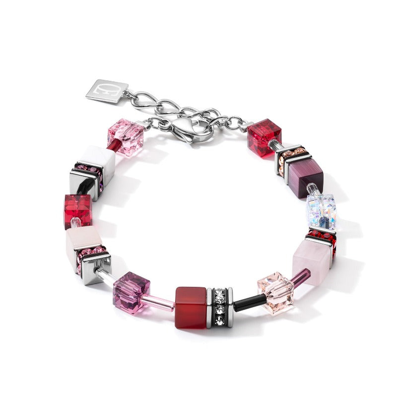 Coeur de Lion Geocube Crystals & Gemstones Red/Rose Pink Bracelet 4905/30-0308 Coeur de Lion 