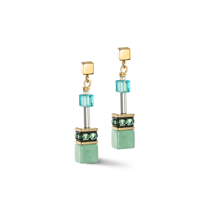 coeur de lion iconic precious earrings in turquoise and green
