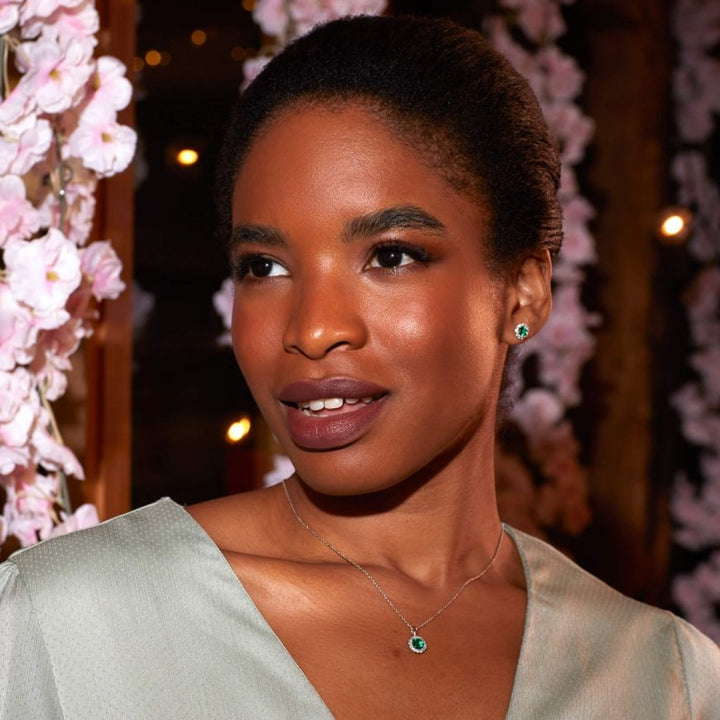 Diamonfire Round Pendant with Green Cubic Zirconia Necklaces & Pendants DIAMONFIRE