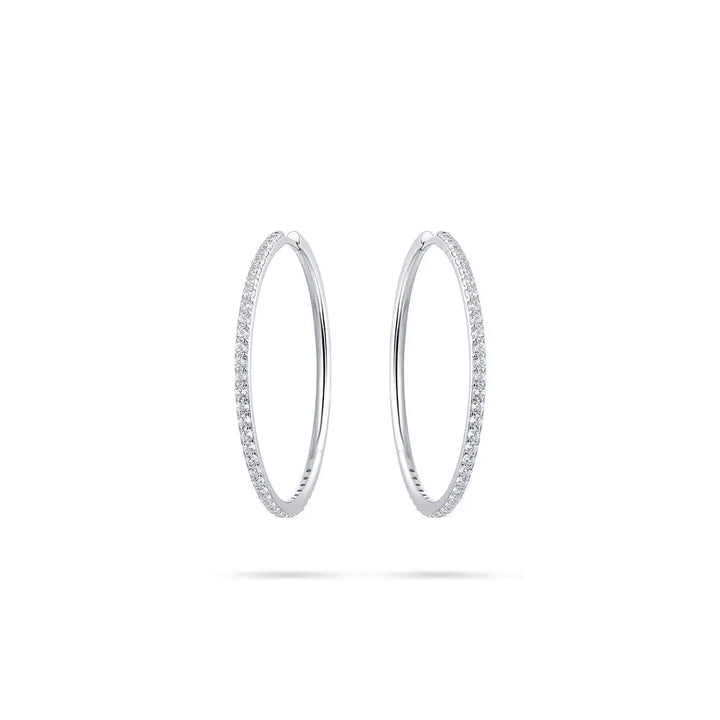 Extra large silver CZ-set hoop earrings Jewellery Carathea