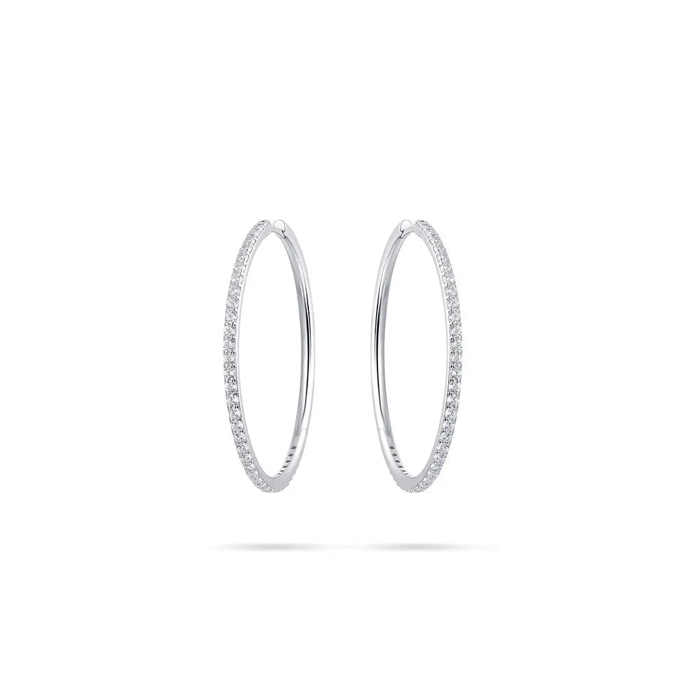 Extra large silver CZ-set hoop earrings Jewellery Carathea