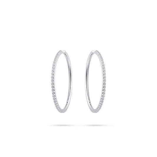 Extra large silver CZ-set hoop earrings Jewellery Carathea