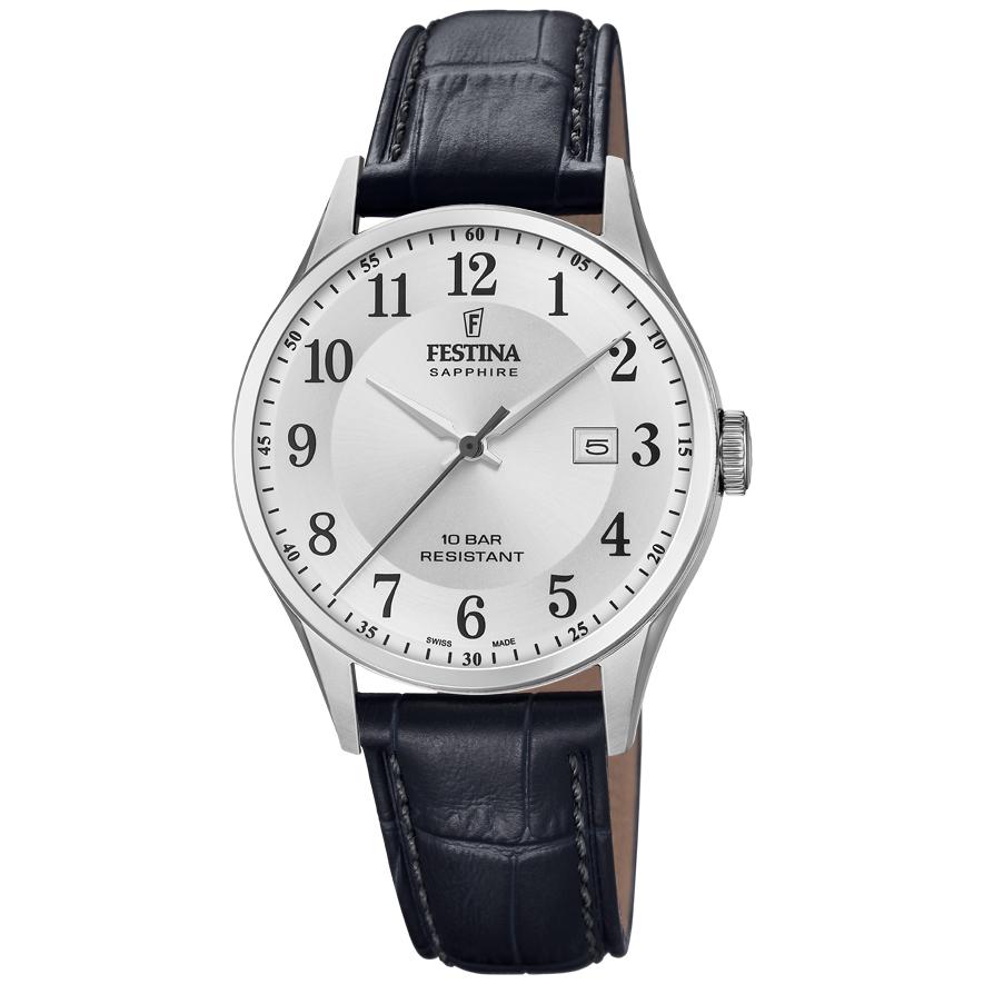 Festina Men's Swiss Made Watch with Black Leather Strap Watches Festina 
