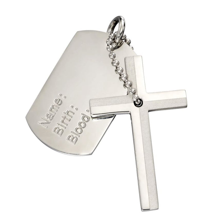 Fred Bennett Stainless Steel Dog Tag and Cross Pendant Men's Necklaces & Pendants FRED BENNETT
