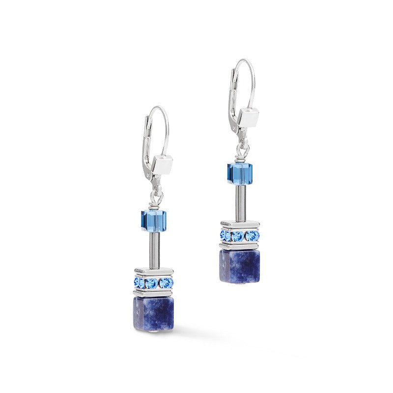 Coeur de Lion Sodalite & Hematite Blue Crystal Earrings 4017/20-0700 Carathea jewellers