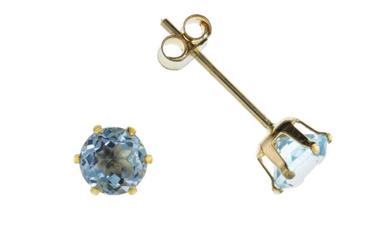 Gold Blue Topaz Stud Earrings Earrings Ian Dunford 