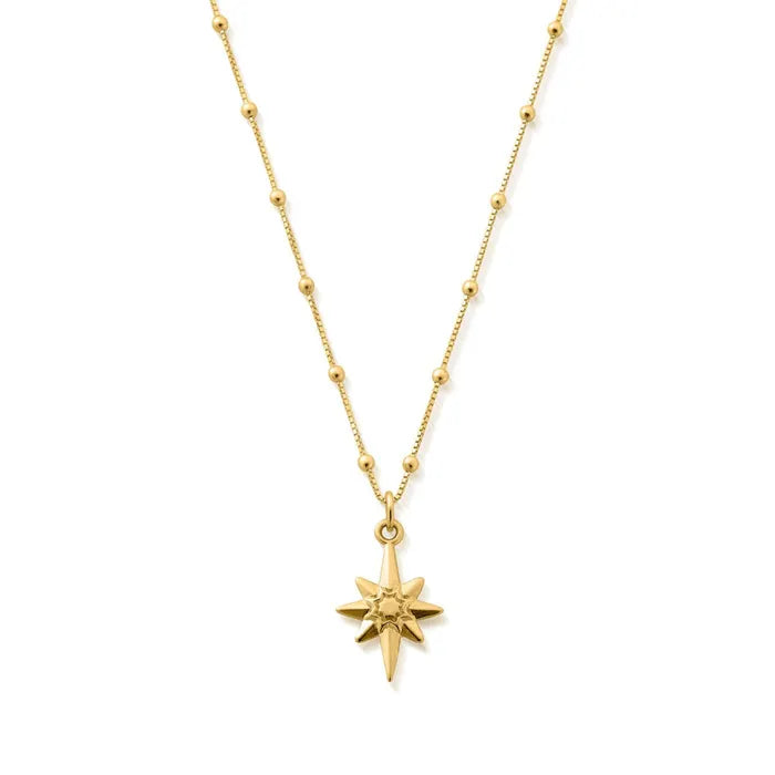 Chlobo gold necklace with a bobble chain and a lucky star pendant 