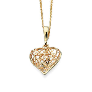 Gold Caged Heart Pendant Necklaces & Pendants Gecko 