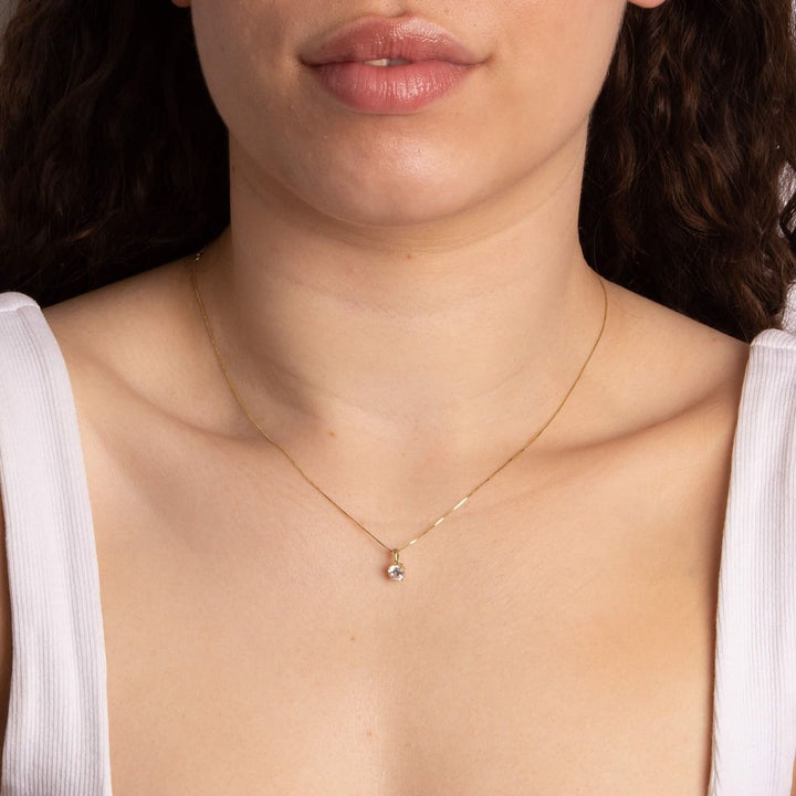 Gold April Birthstone Pendant - Cubic Zirconia Necklaces & Pendants Gecko