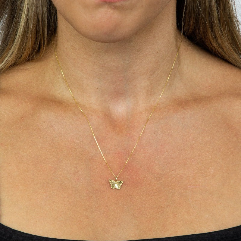 Gold Diamond-Cut Butterfly Pendant Necklaces & Pendants gecko 