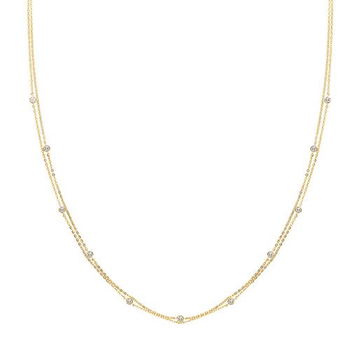 Gold Double-Stranded Necklace with Cubic Zirconia's Necklaces & Pendants Treasure House Limited 