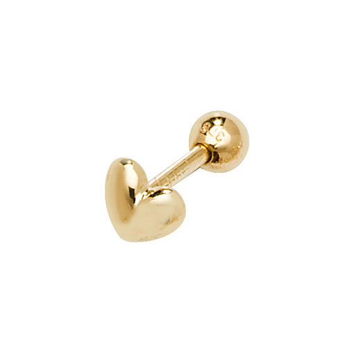 Gold Heart Cartilage Stud Earring Earrings Treasure House Limited 