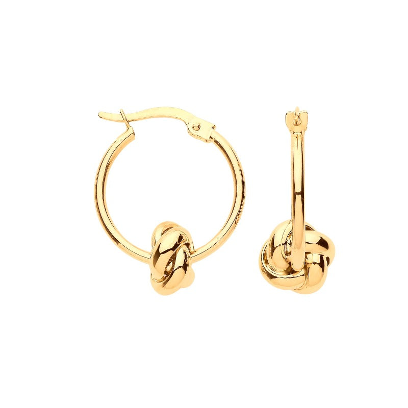 Yellow Gold Knot Hoop Earrings Hanron