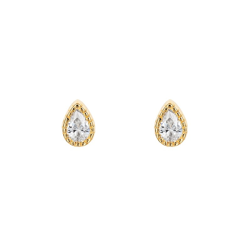 Gold Plated Small Teardrop CZ Stud Earrings Earrings Gecko
