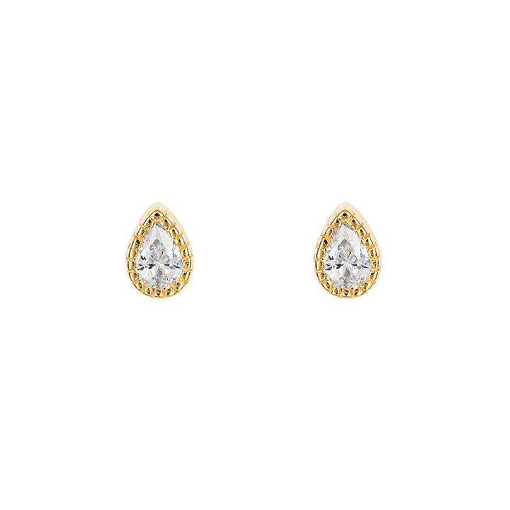 Gold Plated Small Teardrop CZ Stud Earrings Earrings Gecko